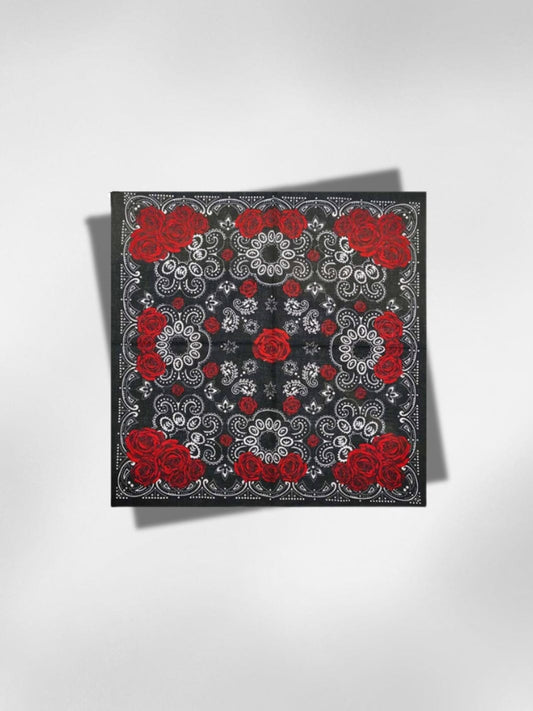 Bandana Noir Roses 54x54 cm