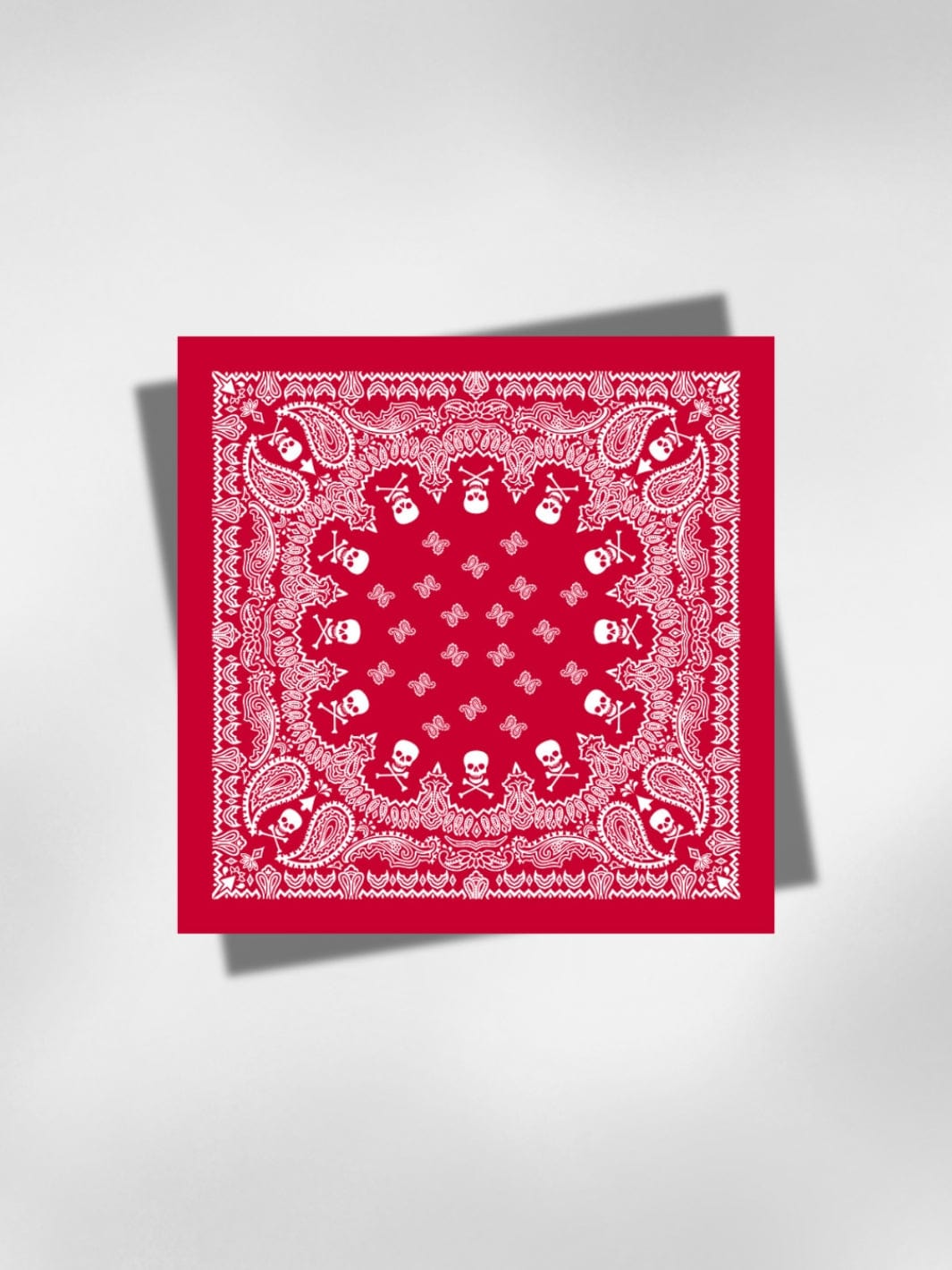 Bandana Tête de Mort Moto Rouge 58x58 cm